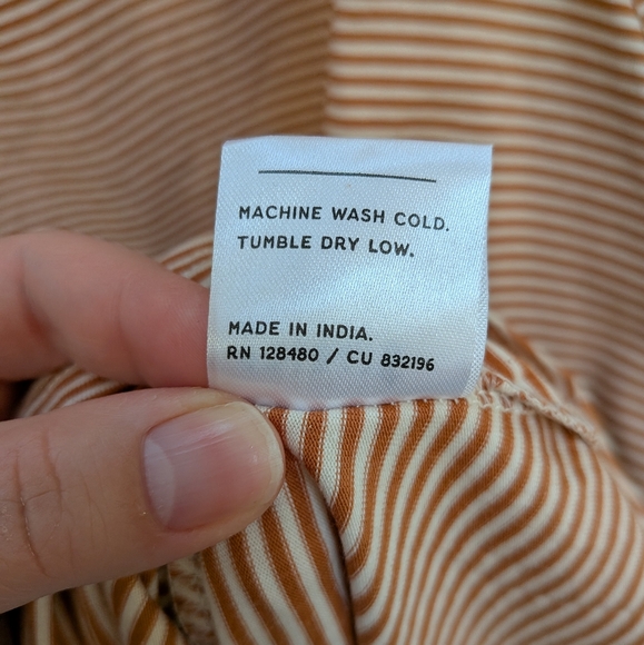 NEW Pact Fit & Flare Orange Cream Organic Cotton Stripe Halter Dress Size Large - Picture 9 of 13